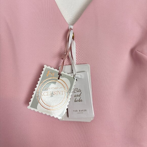 TED BAKER London Belliah Bow Shoulder Body-Con Dress in Dusky Pink Size US 2 NWT - Picture 5 of 12